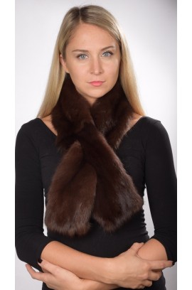 Sable fur scarf, dark brown, for women