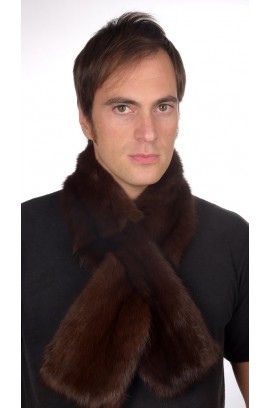 Sable fur scarf, dark brown colour, for men