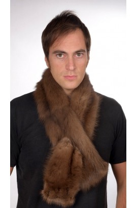 Sable fur scarf, brown colour, for men