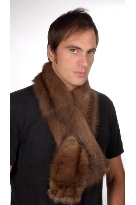 Sable fur scarf, brown colour, for men