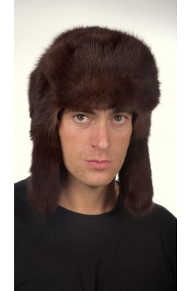 Sable fur hat dark brown - Russian style