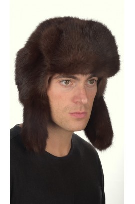 Sable fur hat dark brown - Russian style